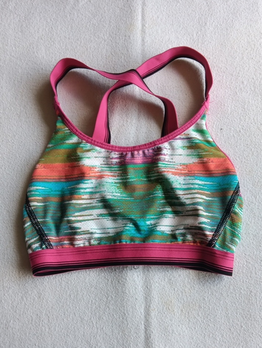 Jockey Pink-Trim Multicolor Training Sports Bra